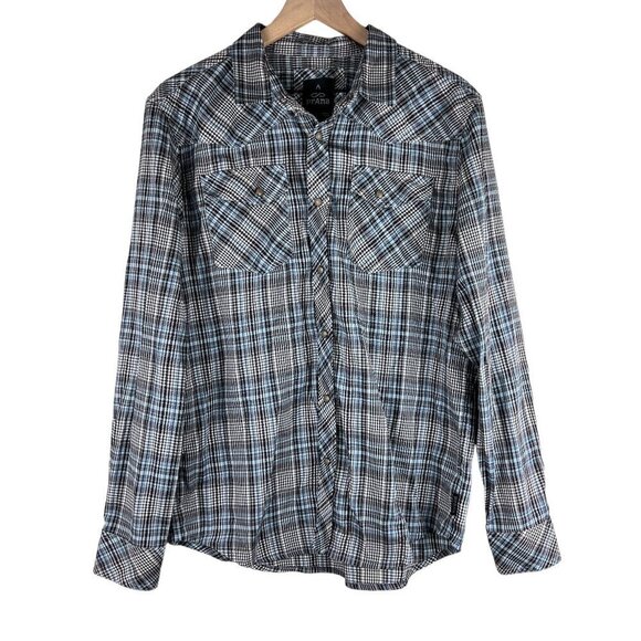 PrAna Mens Plaid Holstad Long Sleeve Snap Button Western Shirt - Picture 1 of 4